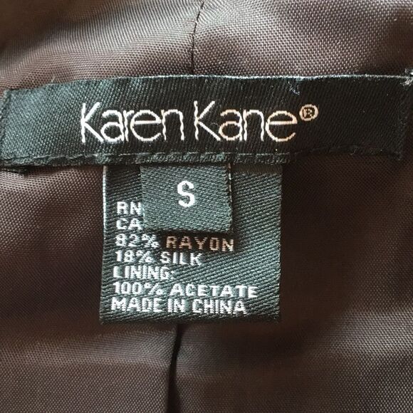 Vintage Karen Kane VELVET Blazer 3/4 sleeve Silk jacket embroidered brown Small - Picture 6 of 8